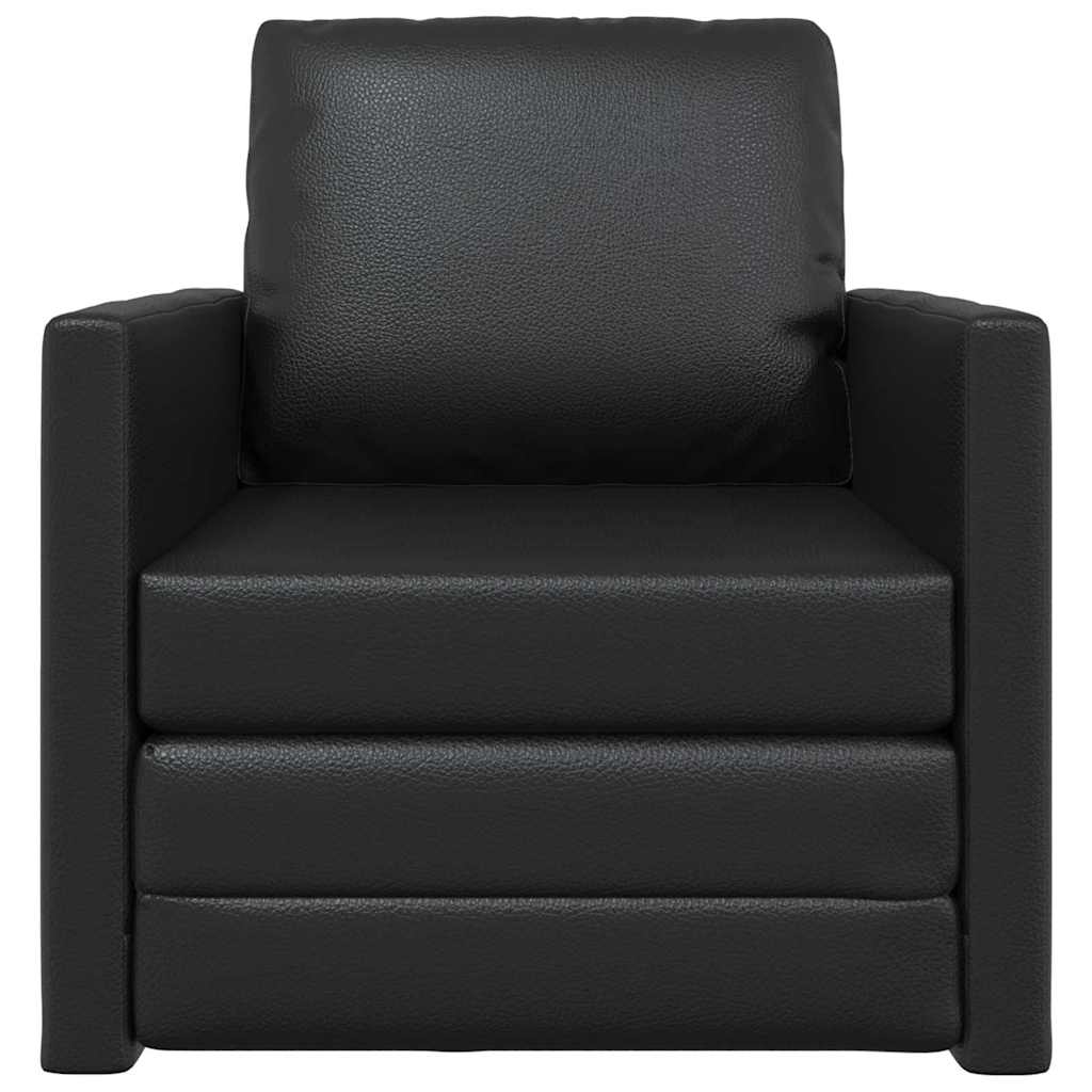 Sofá-cama de chão Preto 74 x 77 x 81 cm Couro sintético