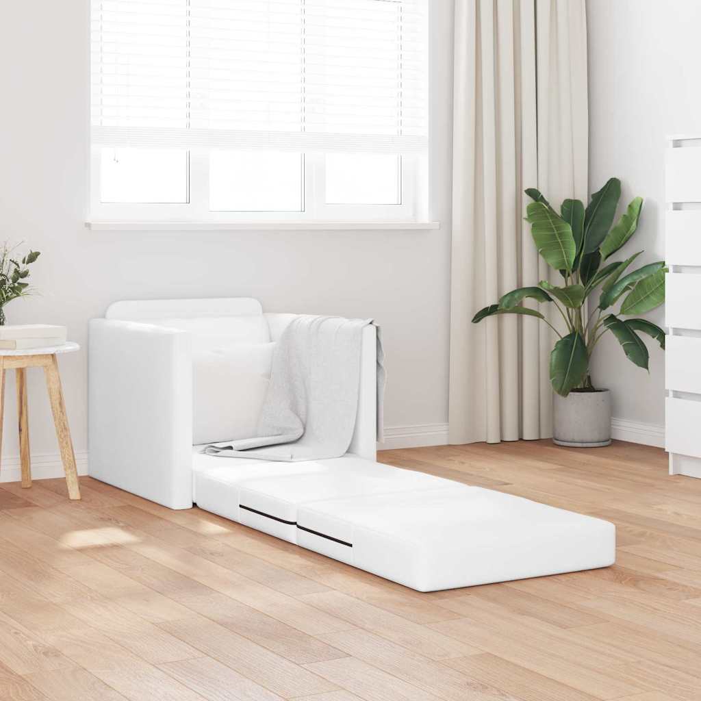 Sofá-cama de chão Branco 74 x 77 x 81 cm Couro sintético