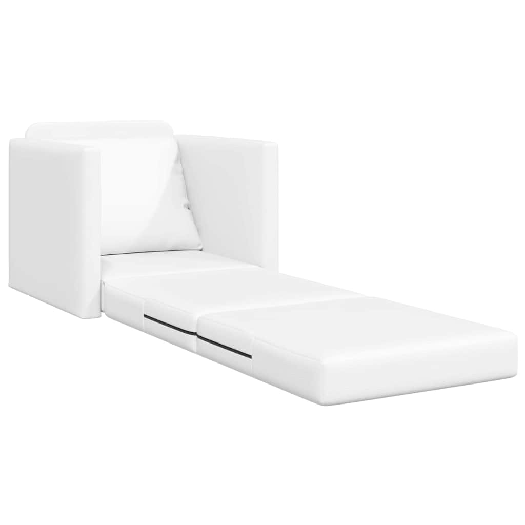 Sofá-cama de chão Branco 74 x 77 x 81 cm Couro sintético