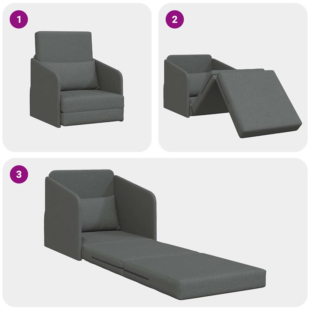 Sofá-Cama Cinzento escuro 65 x 80 x 83 cm tecido