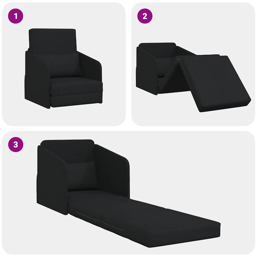 Sofá-Cama Preto 65 x 80 x 83 cm tecido