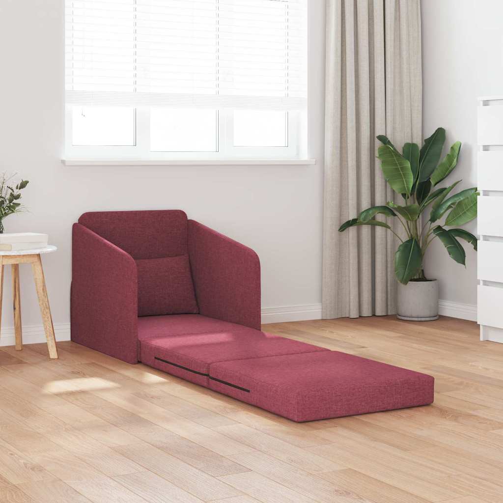 Sofá-Cama vermelho tinto 65 x 80 x 83 cm tecido
