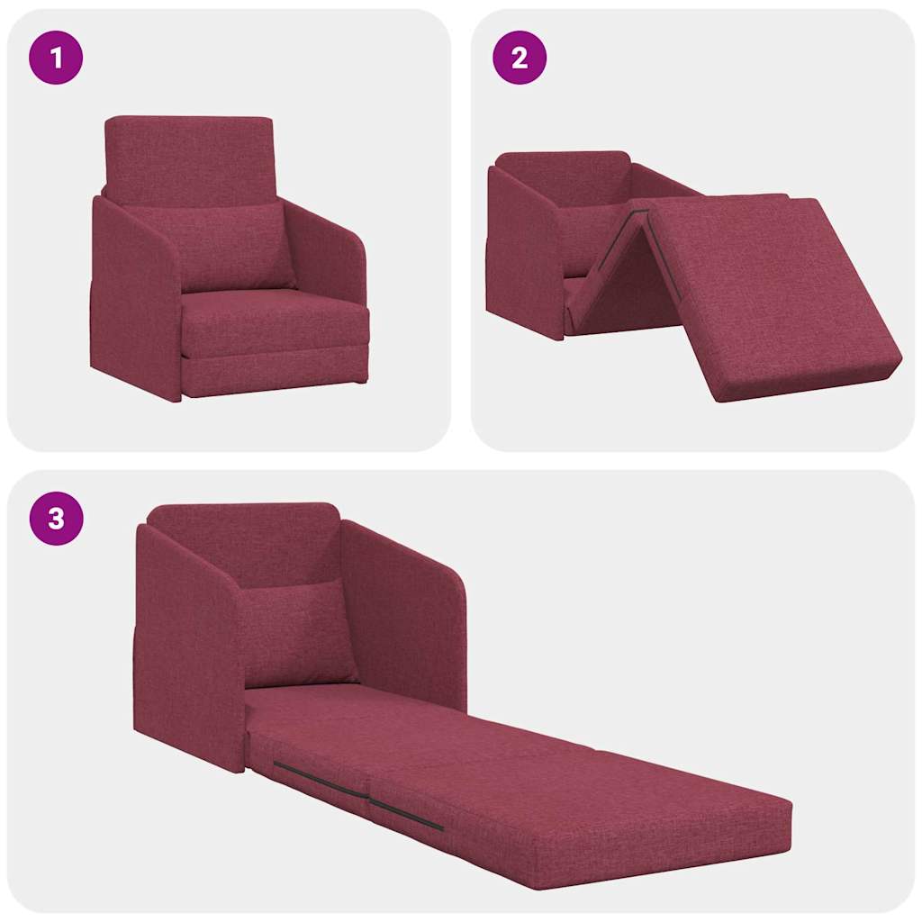 Sofá-Cama vermelho tinto 65 x 80 x 83 cm tecido