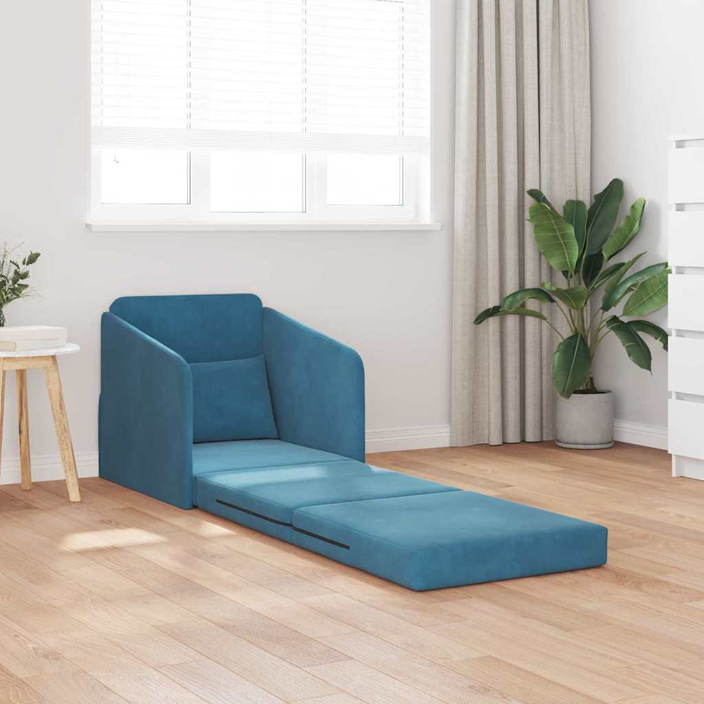 Sofá-Cama Azul 65 x 80 x 83 cm Veludo