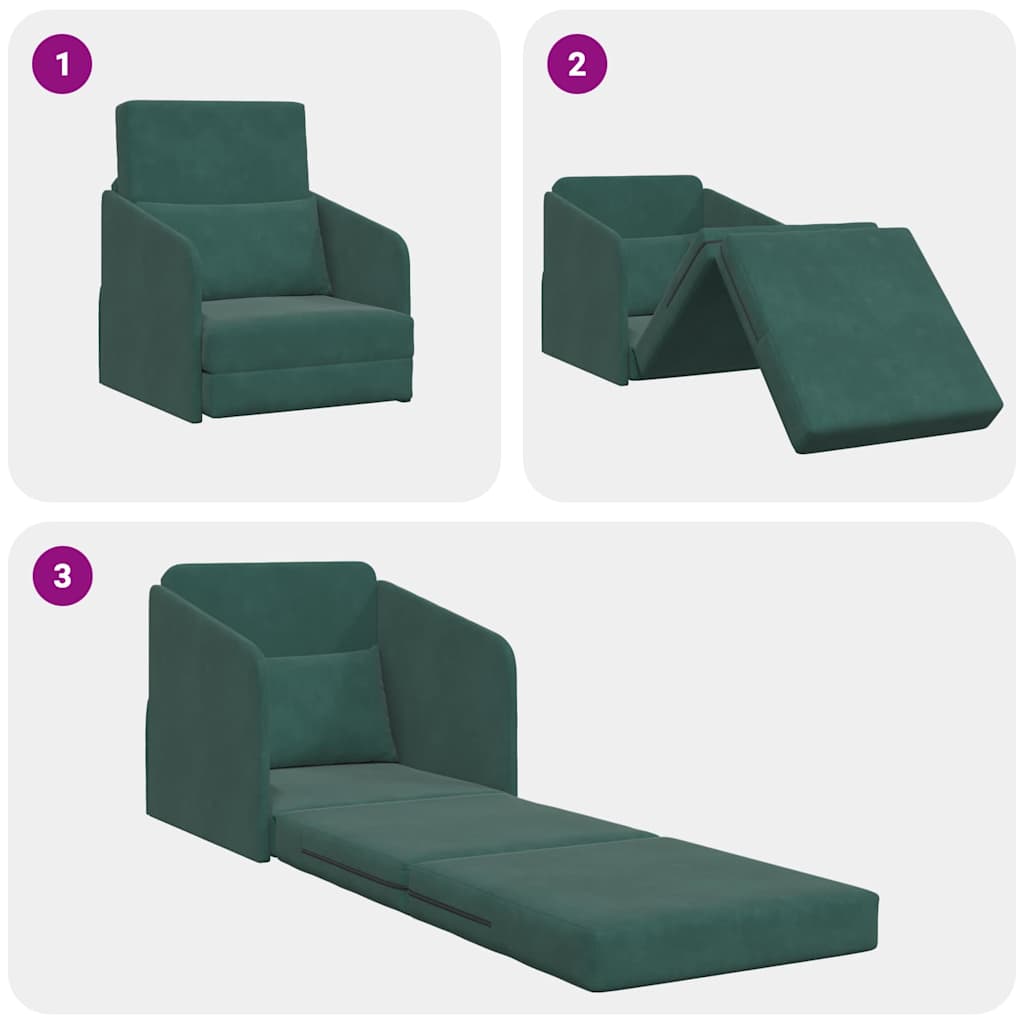 Sofá-Cama Verde Escuro 65 x 80 x 83 cm Veludo