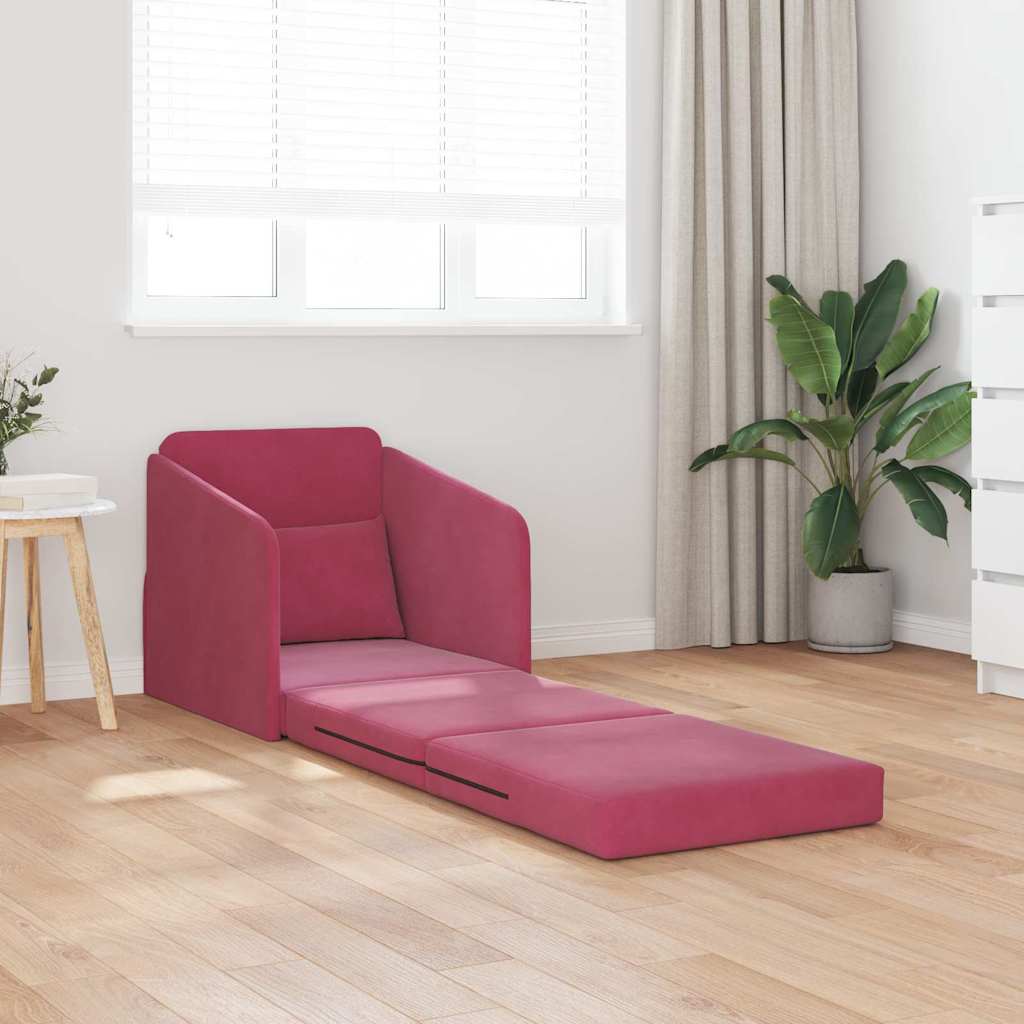 Sofá-Cama Vinho Vermelho 65 x 80 x 83 cm Veludo