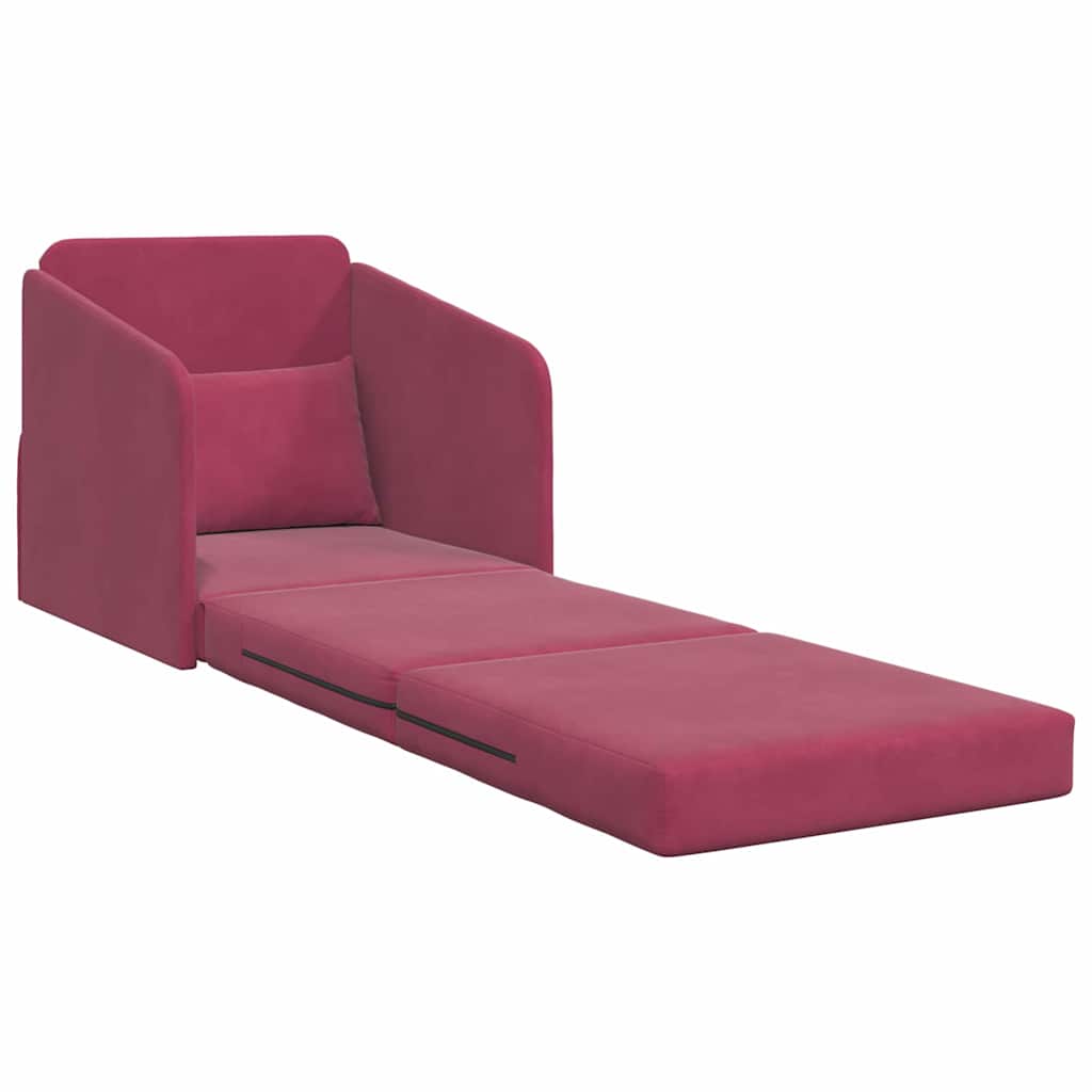 Sofá-Cama Vinho Vermelho 65 x 80 x 83 cm Veludo