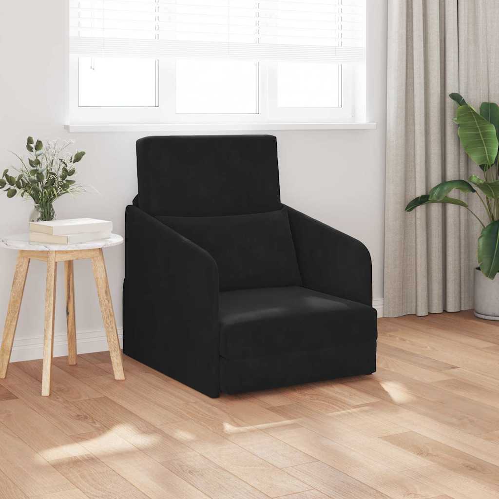 Sofá-Cama Preto 65 x 80 x 83 cm Veludo