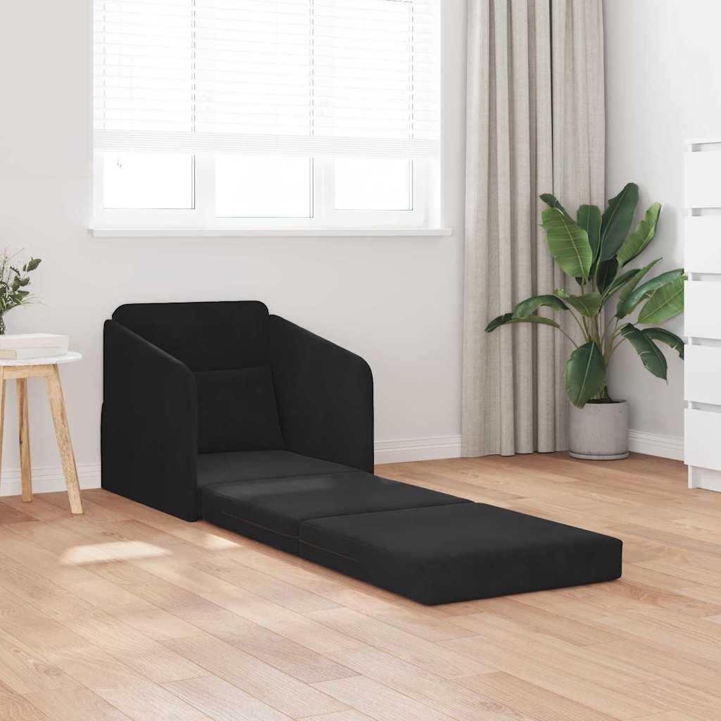 Sofá-Cama Preto 65 x 80 x 83 cm Veludo