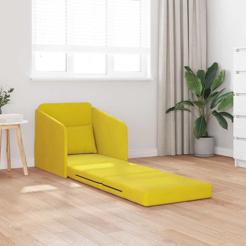 Sofá-Cama Amarelo 65 x 80 x 83 cm Veludo