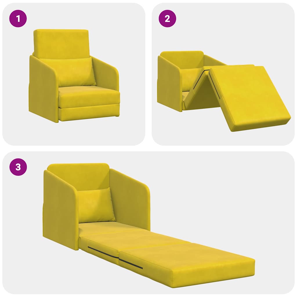 Sofá-Cama Amarelo 65 x 80 x 83 cm Veludo