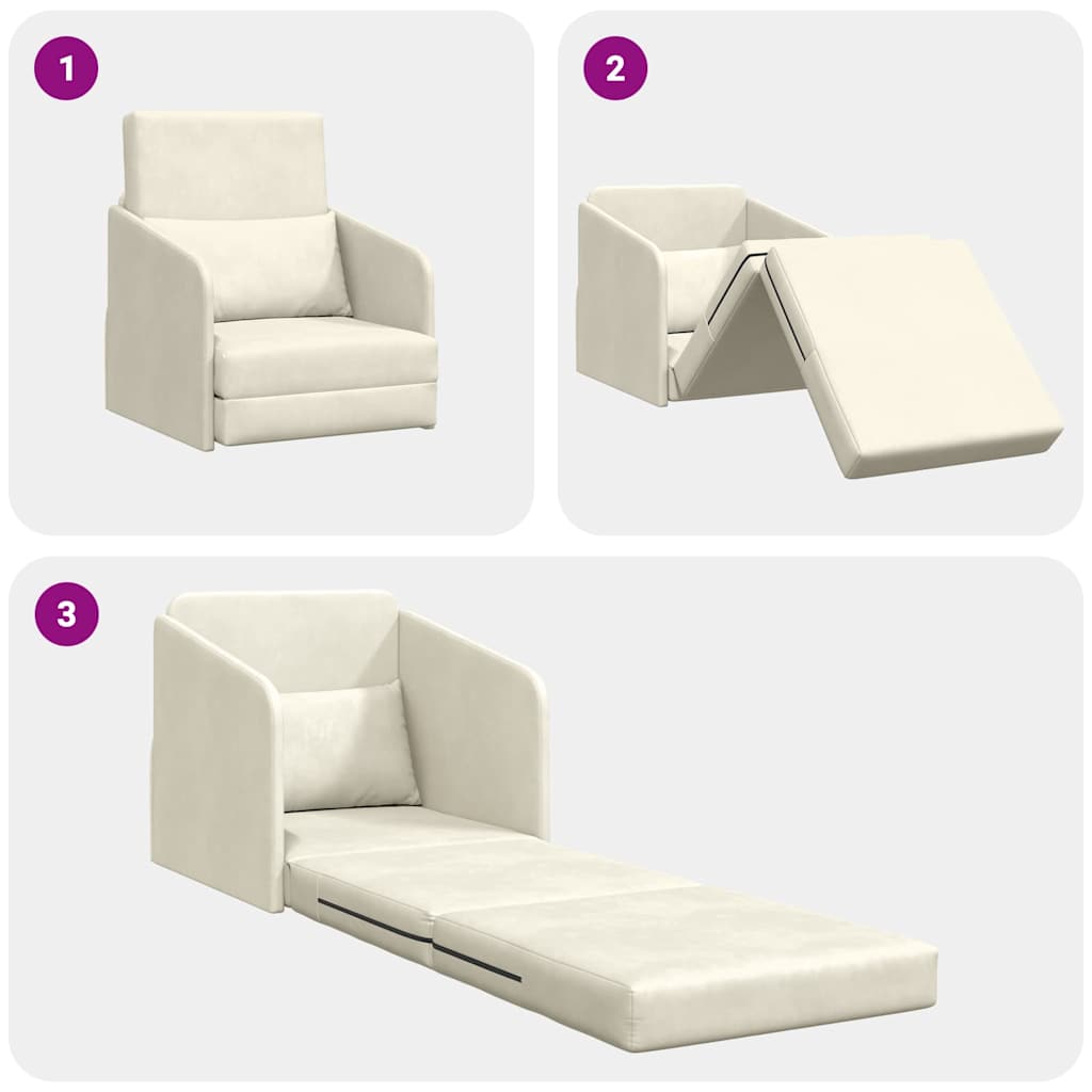 Sofá-Cama Creme 65 x 80 x 83 cm Veludo