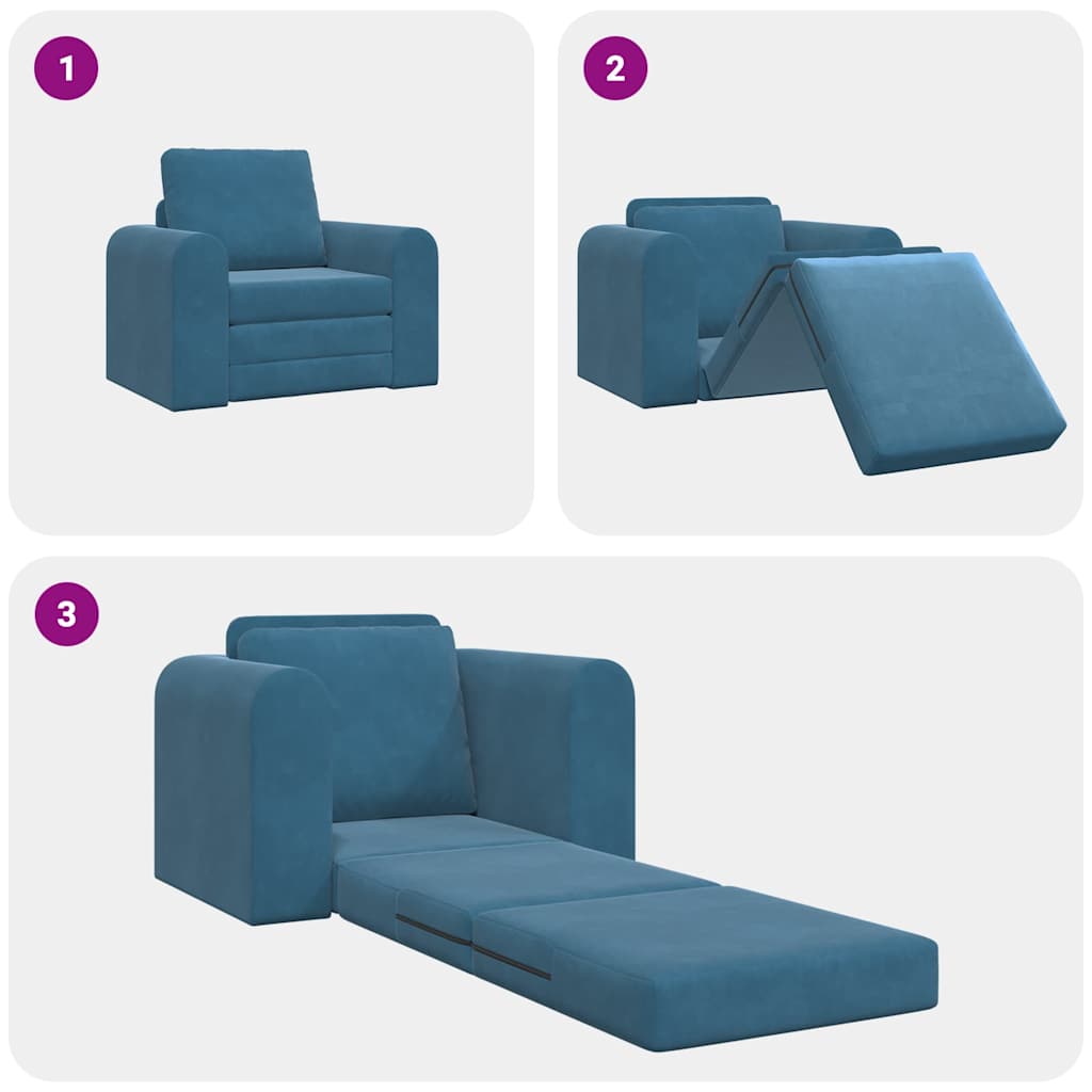 Sofá-Cama Azul 98 x 71 x 83 cm Veludo