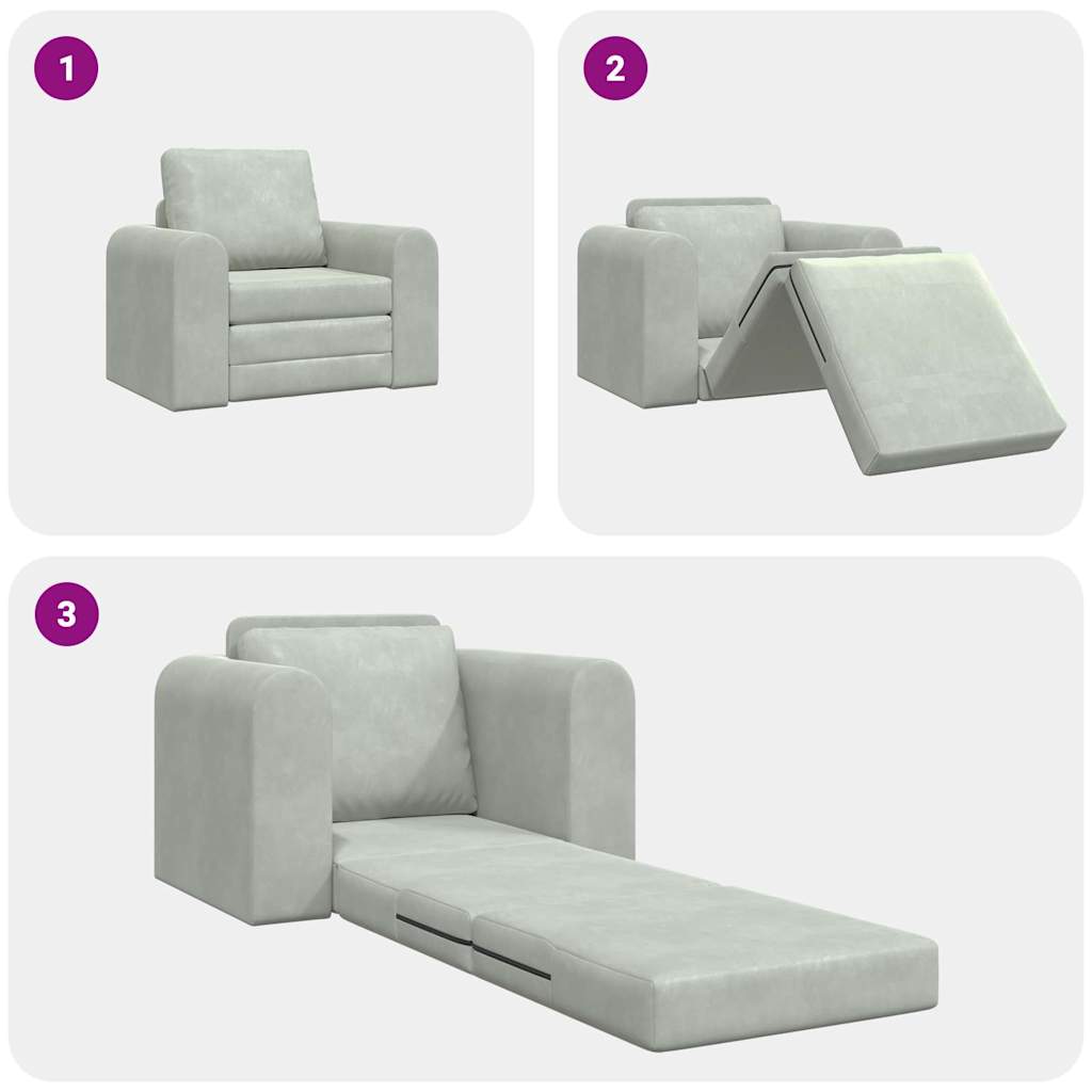 Sofá-Cama Cinzento-claro 98 x 71 x 83 cm Veludo