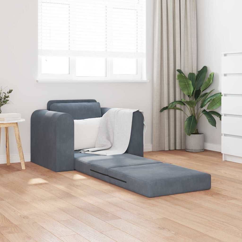 Sofá-Cama Cinzento escuro 98 x 71 x 83 cm Veludo