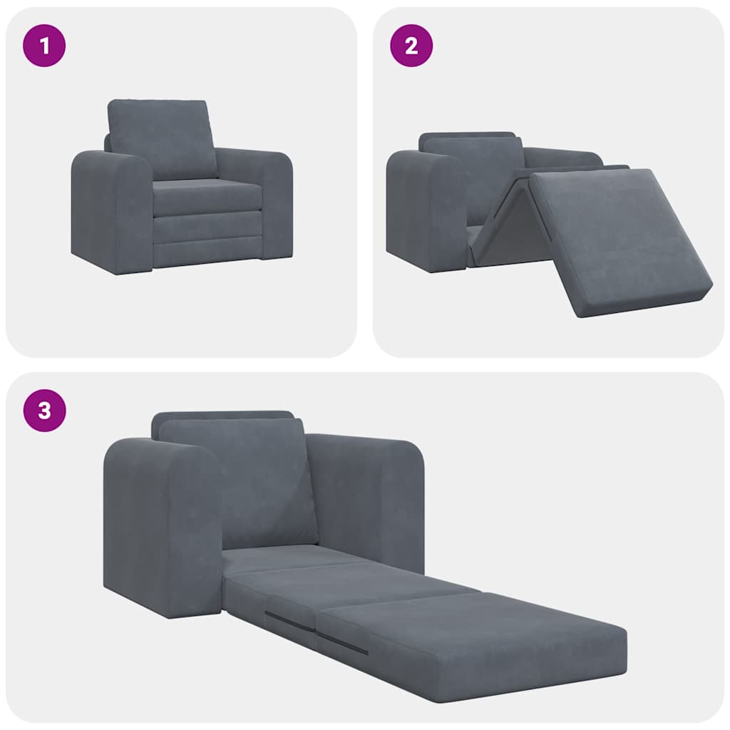 Sofá-Cama Cinzento escuro 98 x 71 x 83 cm Veludo