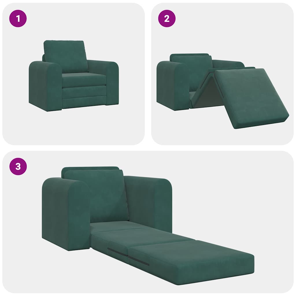 Sofá-Cama Verde-escuro 98 x 71 x 83 cm Veludo