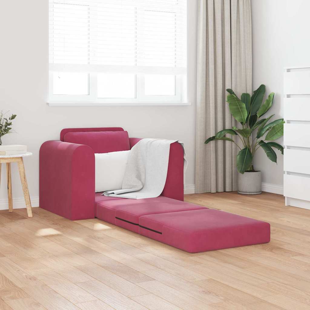 Sofá-Cama vermelho tinto 98 x 71 x 83 cm Veludo