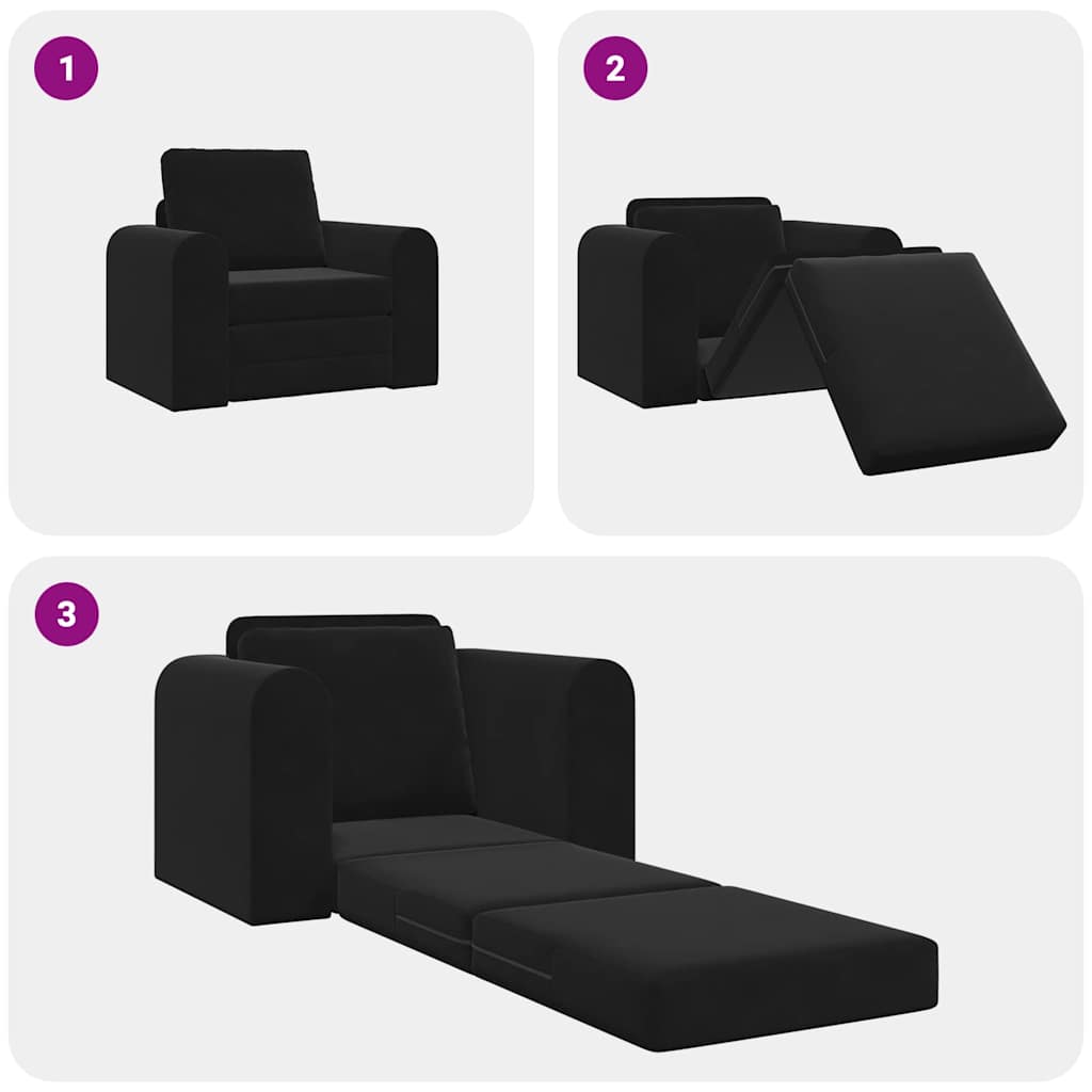 Sofá-Cama Preto 98 x 71 x 83 cm Veludo