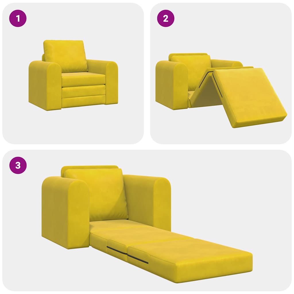 Sofá-Cama Amarelo 98 x 71 x 83 cm Veludo