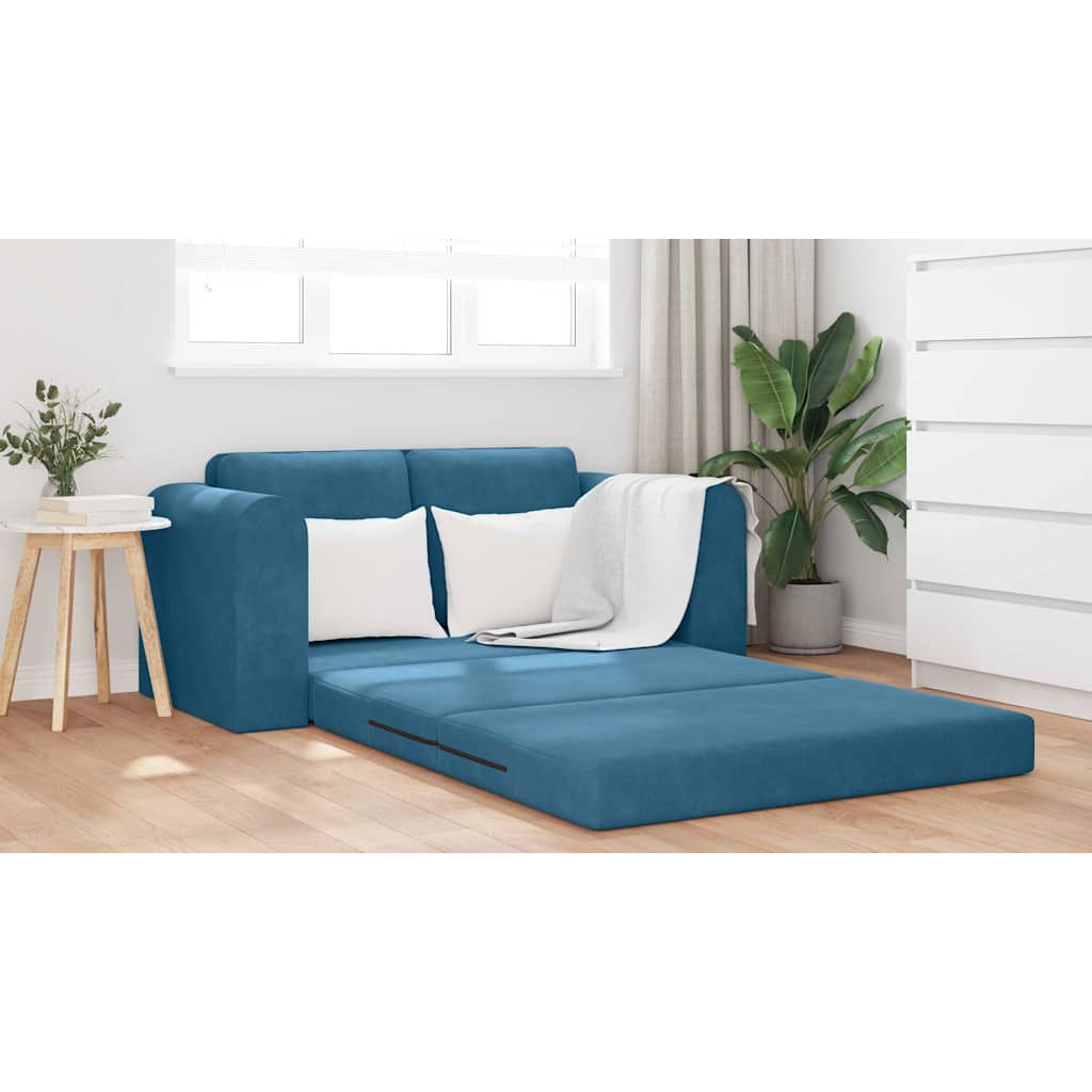 Sofá-Cama Azul 148 x 71 x 83 cm Veludo