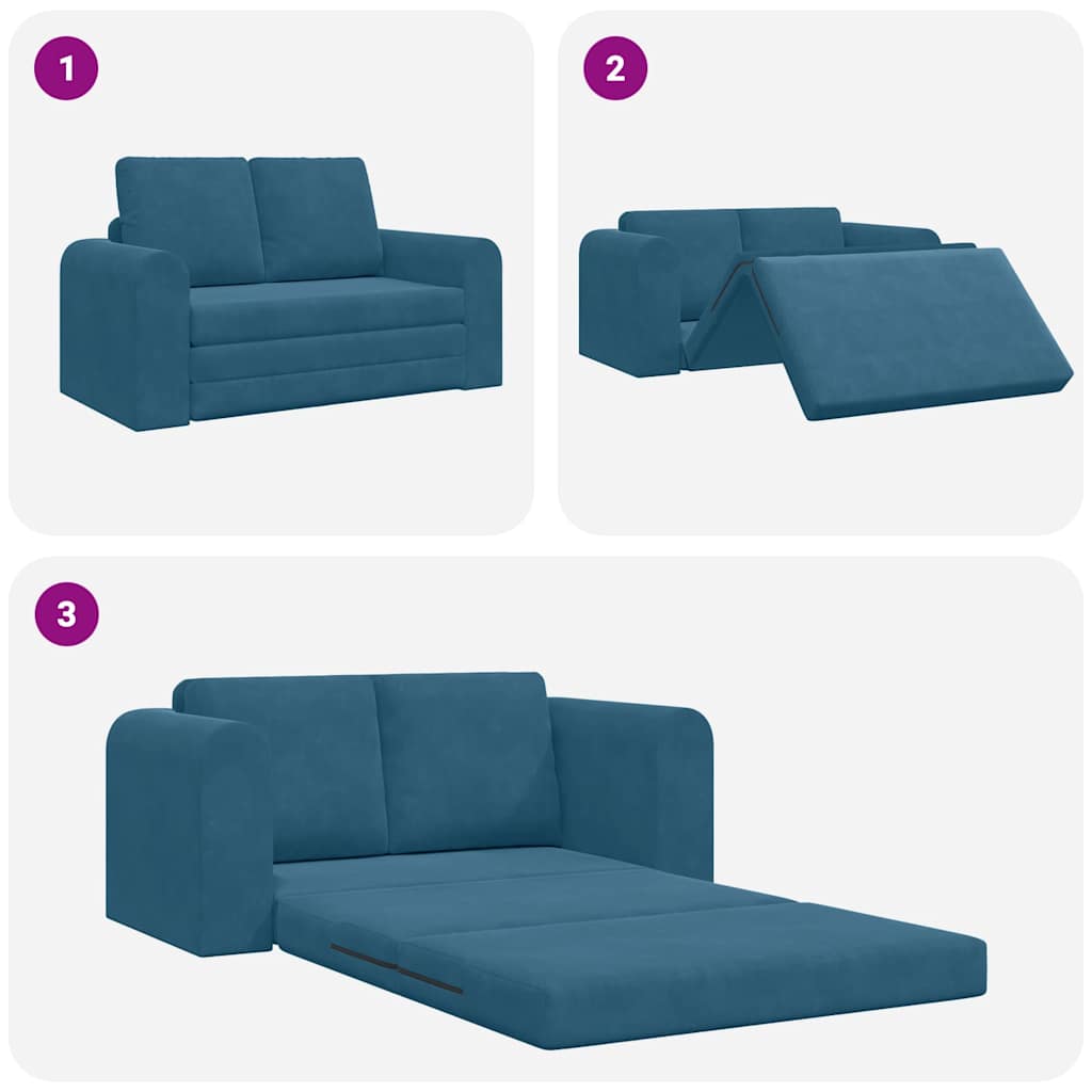 Sofá-Cama Azul 148 x 71 x 83 cm Veludo