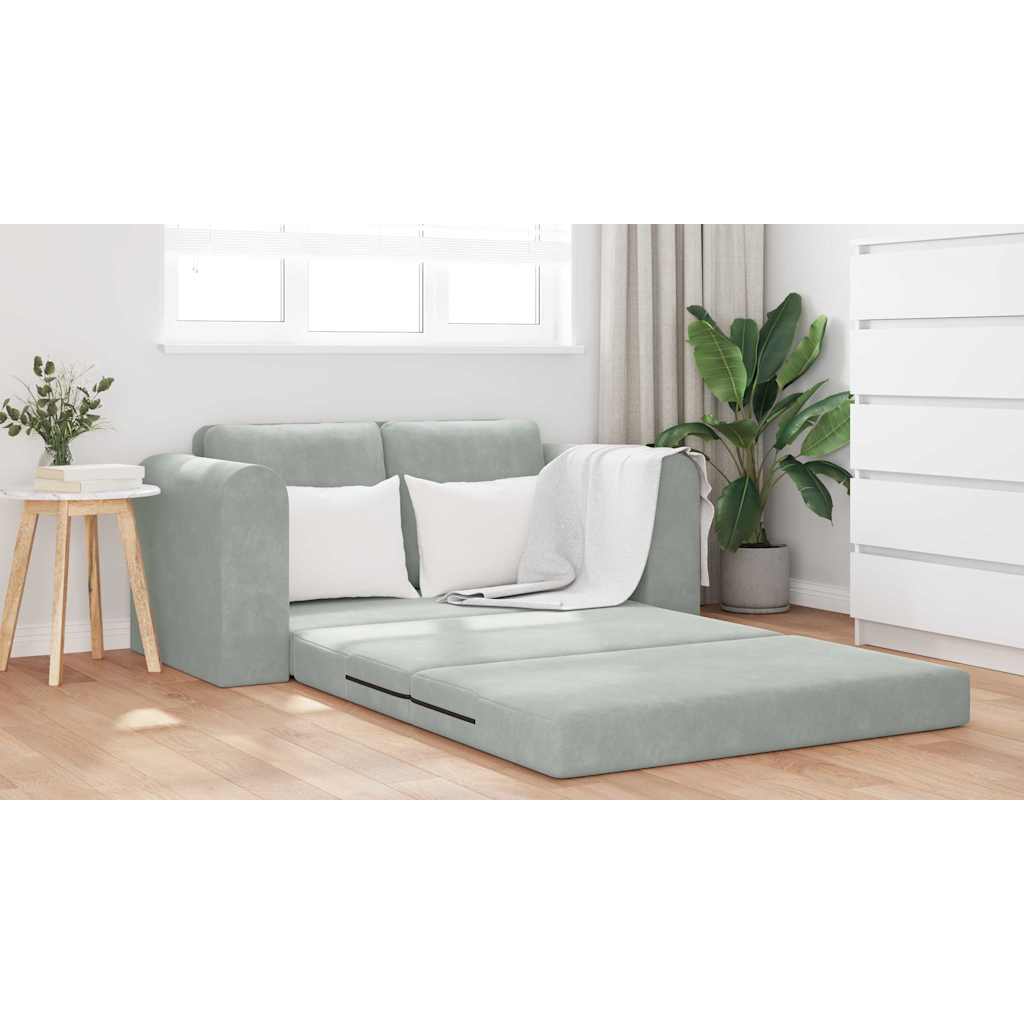 Sofá-Cama Cinzento-claro 148 x 71 x 83 cm Veludo