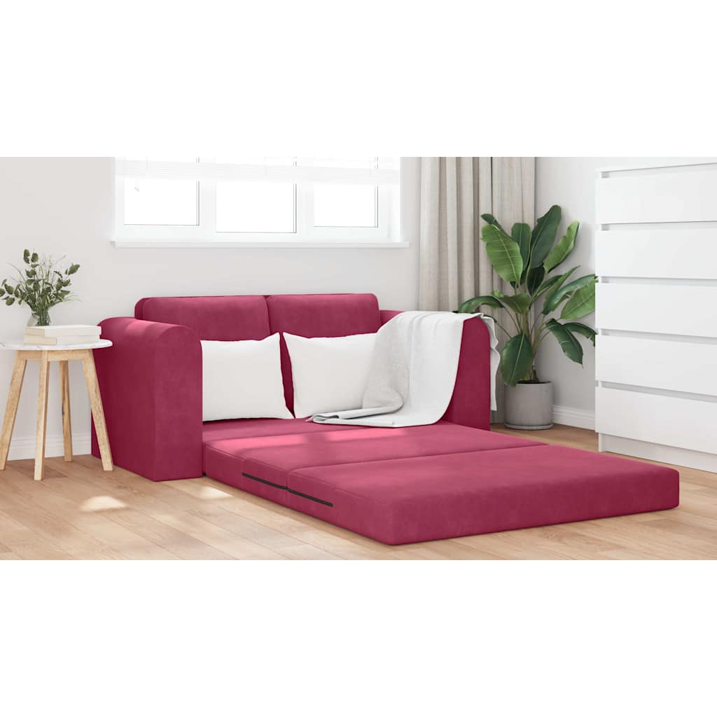 Sofá-Cama Vinho Vermelho 148 x 71 x 83 cm Veludo