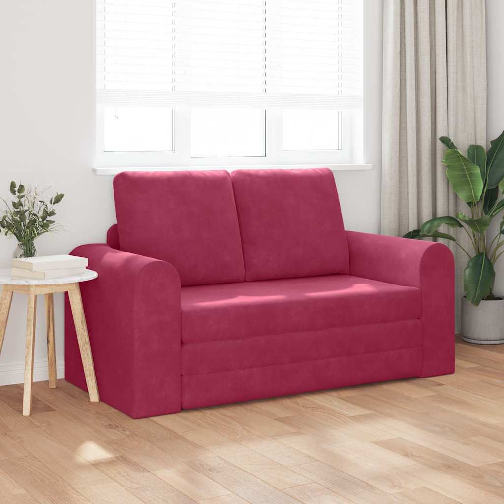 Sofá-Cama Vinho Vermelho 148 x 71 x 83 cm Veludo