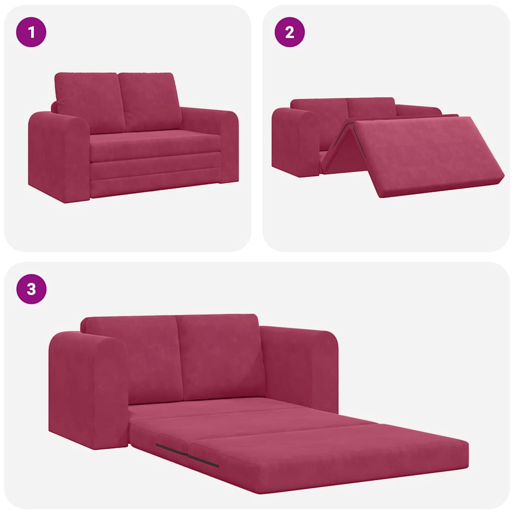 Sofá-Cama Vinho Vermelho 148 x 71 x 83 cm Veludo