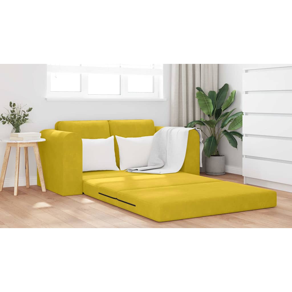Sofá-Cama Amarelo 148 x 71 x 83 cm Veludo