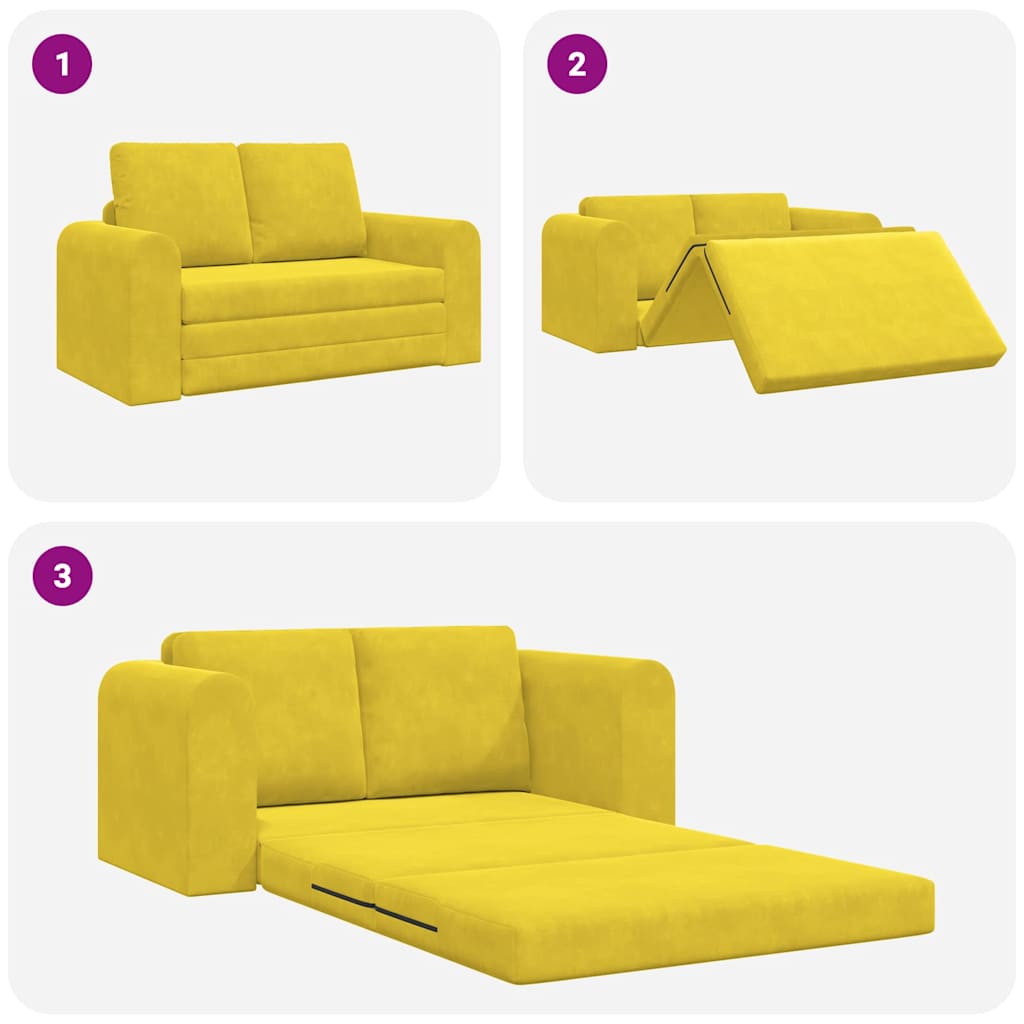 Sofá-Cama Amarelo 148 x 71 x 83 cm Veludo