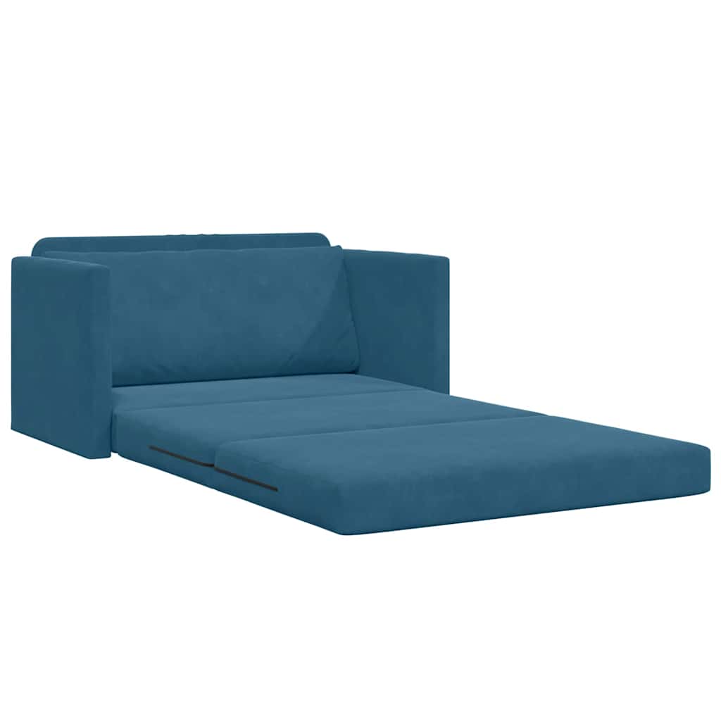 Sofá-Cama Azul 124 x 204 x 61 cm Veludo
