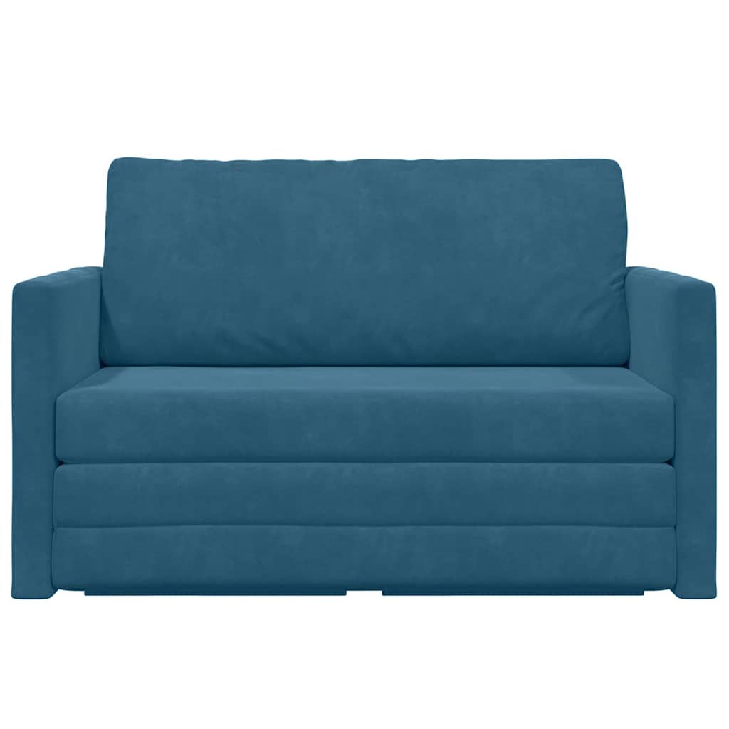 Sofá-Cama Azul 124 x 204 x 61 cm Veludo