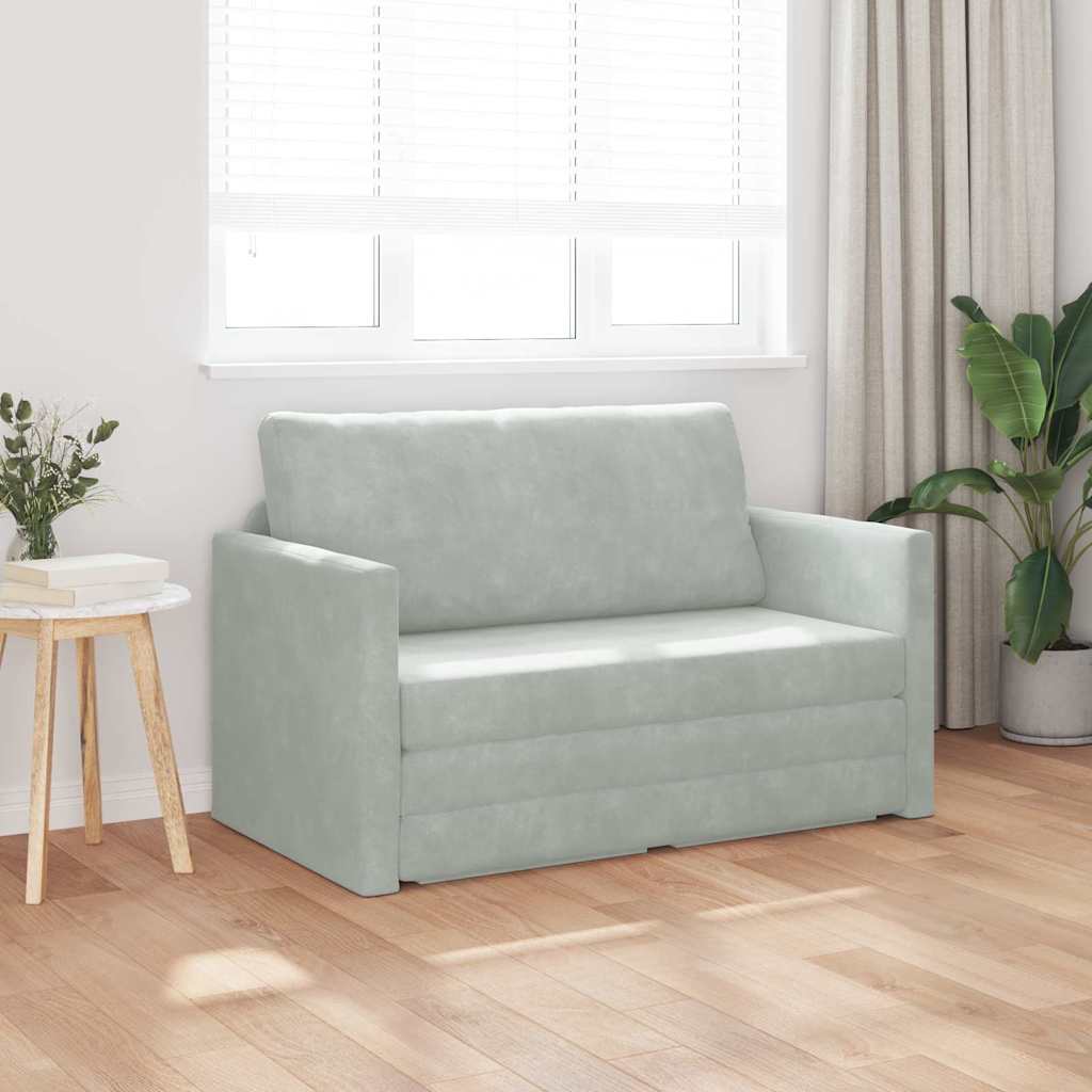 Sofá-Cama Cinzento-claro 124 x 204 x 61 cm Veludo