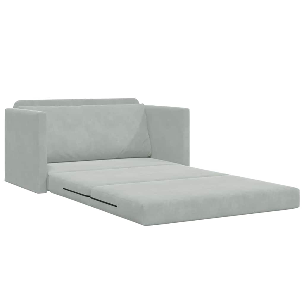 Sofá-Cama Cinzento-claro 124 x 204 x 61 cm Veludo