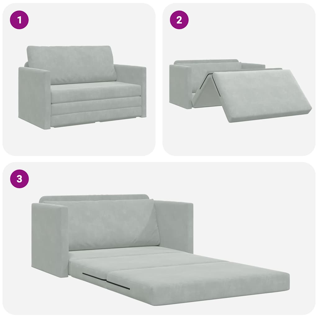 Sofá-Cama Cinzento-claro 124 x 204 x 61 cm Veludo