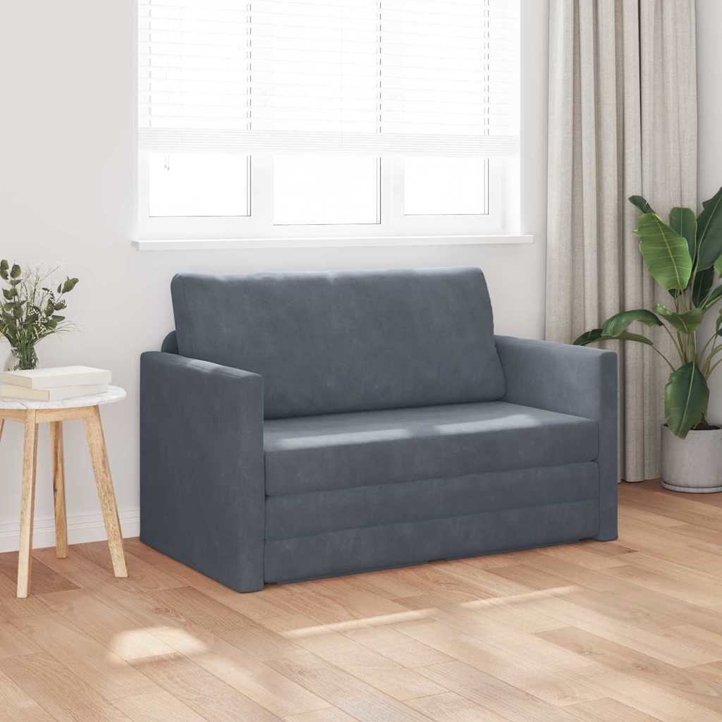 Sofá-Cama Cinza Escuro 124 x 204 x 61 cm Veludo