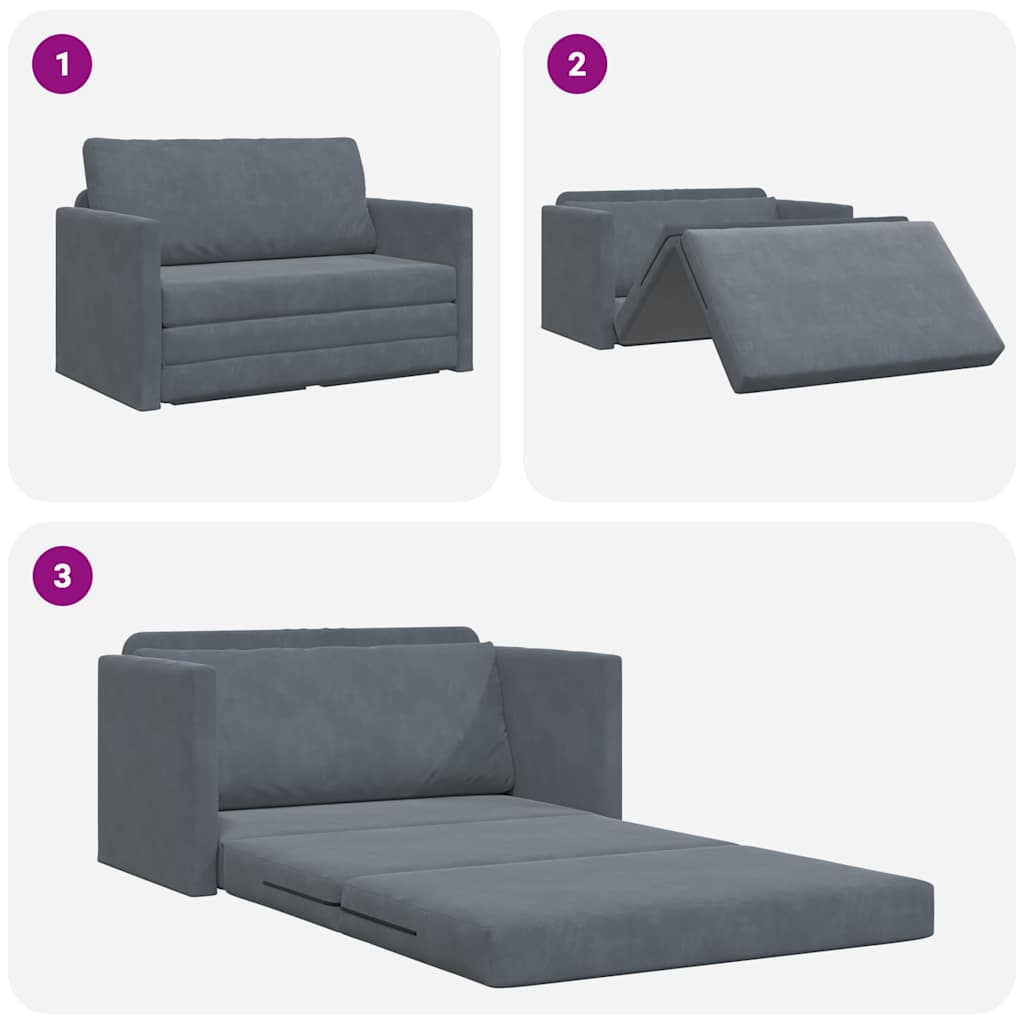 Sofá-Cama Cinza Escuro 124 x 204 x 61 cm Veludo