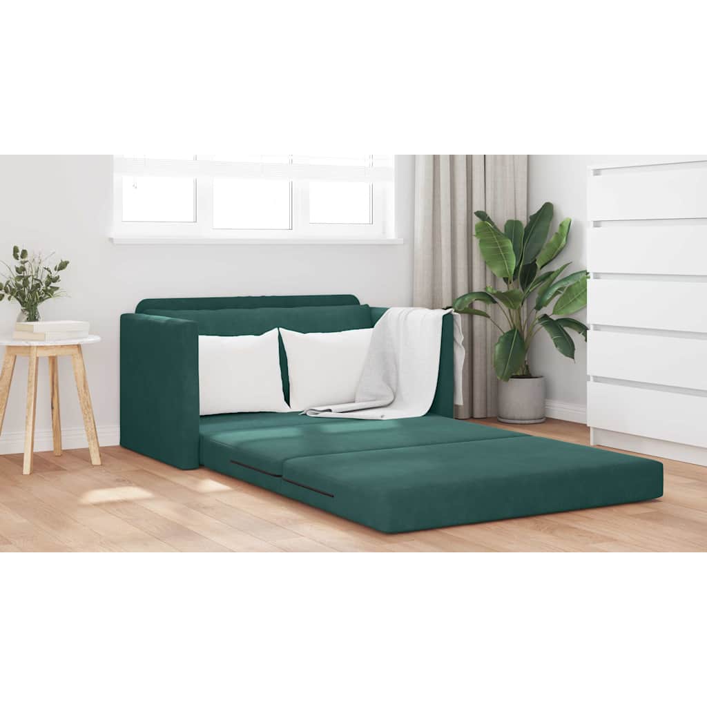 Sofá-Cama Verde Escuro 124 x 204 x 61 cm Veludo
