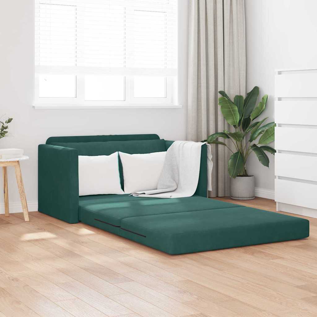 Sofá-Cama Verde Escuro 124 x 204 x 61 cm Veludo