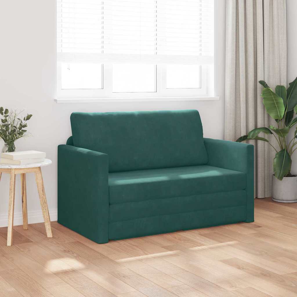 Sofá-Cama Verde Escuro 124 x 204 x 61 cm Veludo