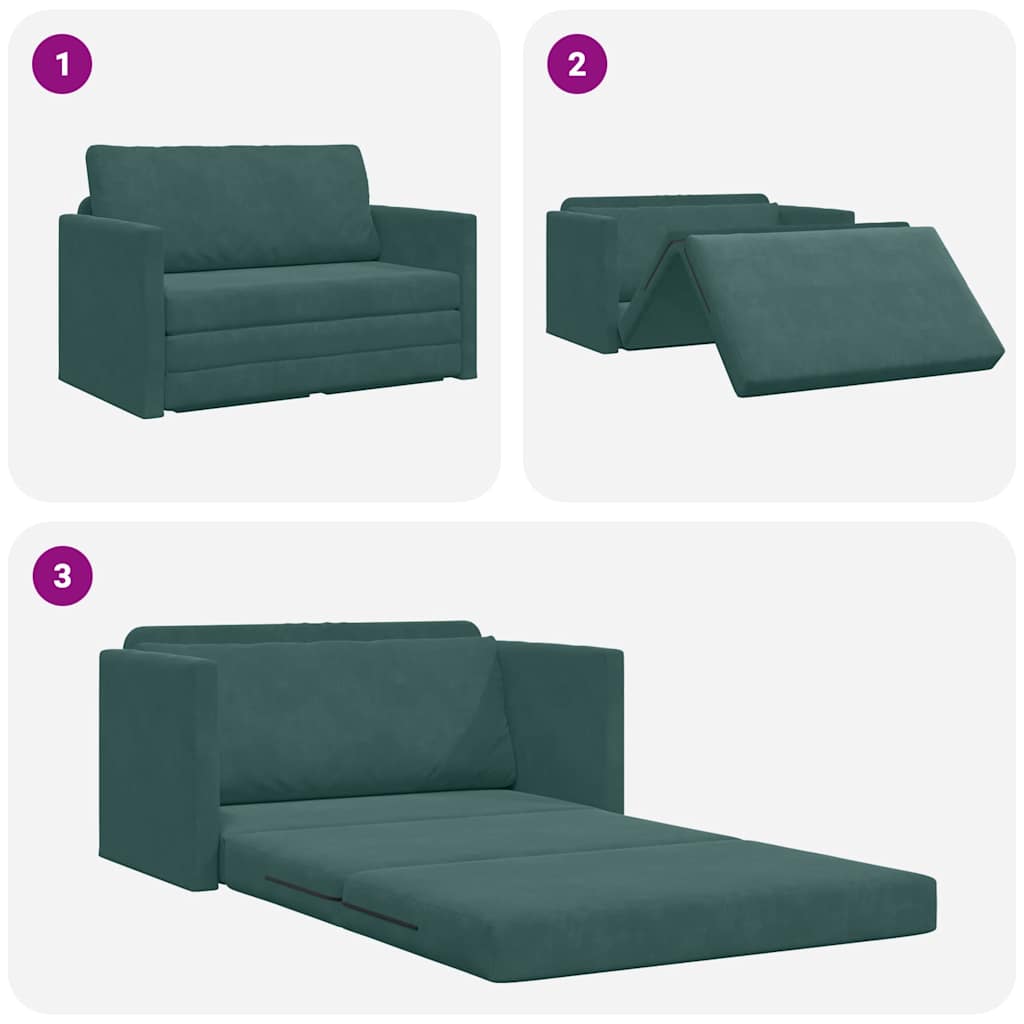 Sofá-Cama Verde Escuro 124 x 204 x 61 cm Veludo