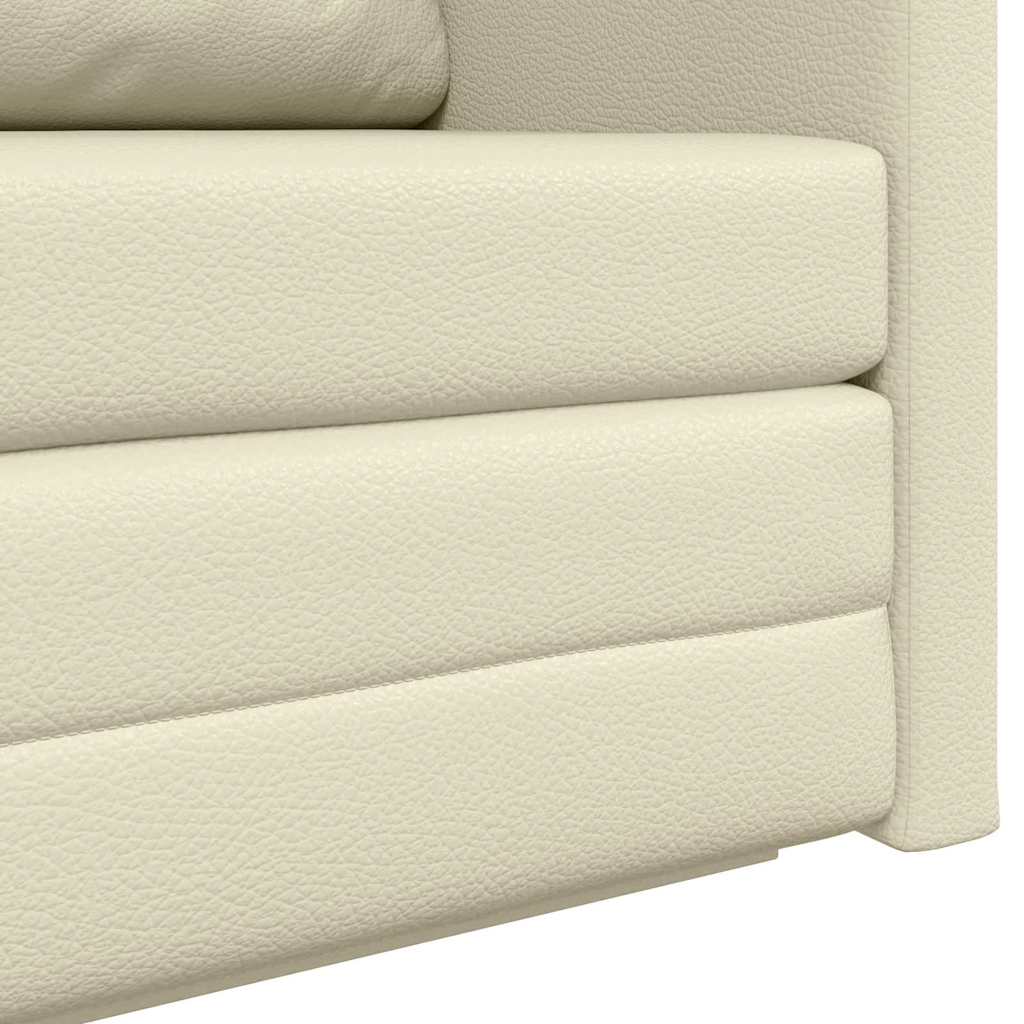 Sofá-Cama Creme 124 x 71 x 78 cm Couro Artificial