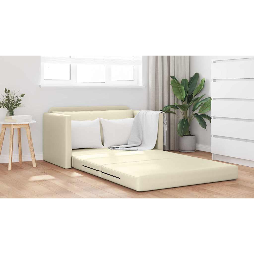 Sofá-Cama Creme 124 x 71 x 78 cm Couro Artificial