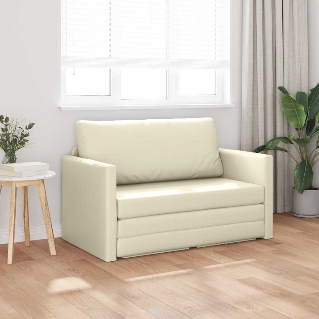 Sofá-Cama Creme 124 x 71 x 78 cm Couro Artificial