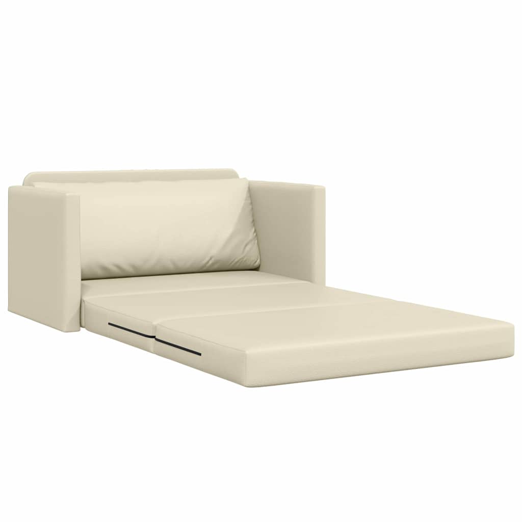 Sofá-Cama Creme 124 x 71 x 78 cm Couro Artificial