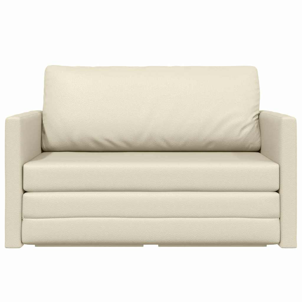 Sofá-Cama Creme 124 x 71 x 78 cm Couro Artificial