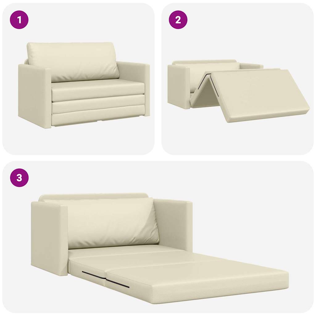 Sofá-Cama Creme 124 x 71 x 78 cm Couro Artificial