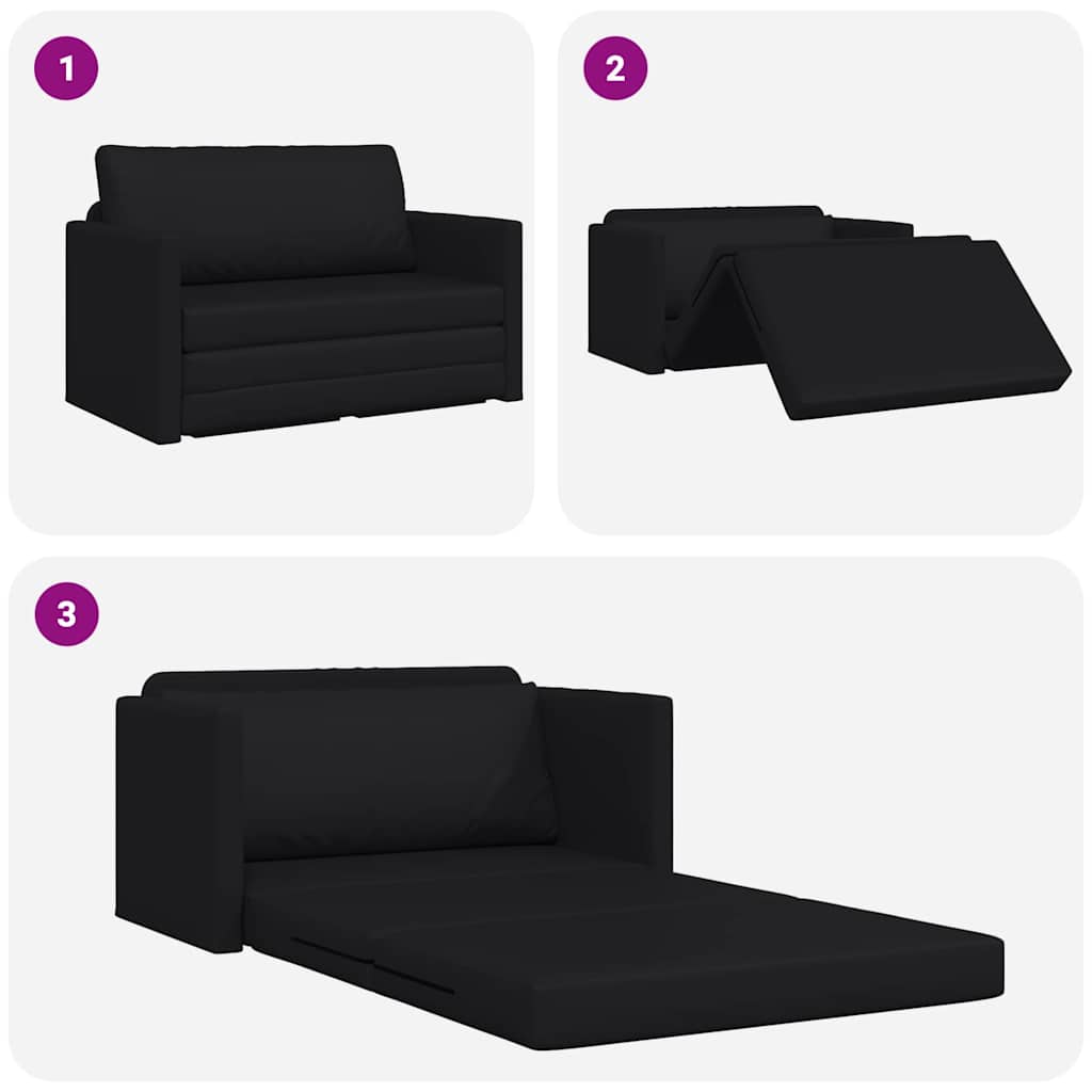 Sofá-Cama Preto 124 x 71 x 78 cm Couro Artificial